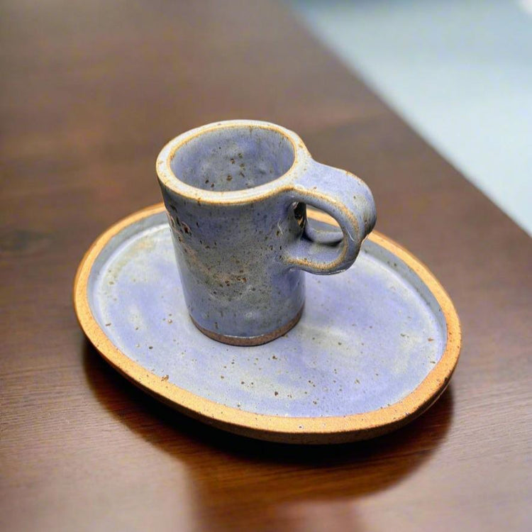 Lilac Ceramic Cups with Plates