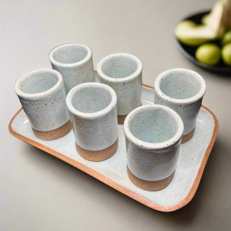 Ceramic Cups with tray