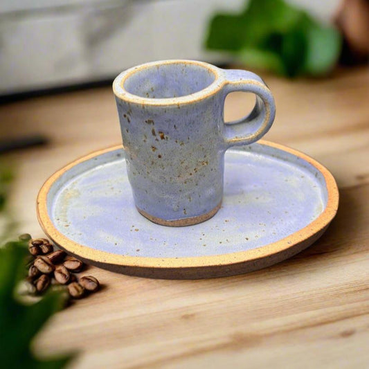 Lilac Ceramic Cups with Plates